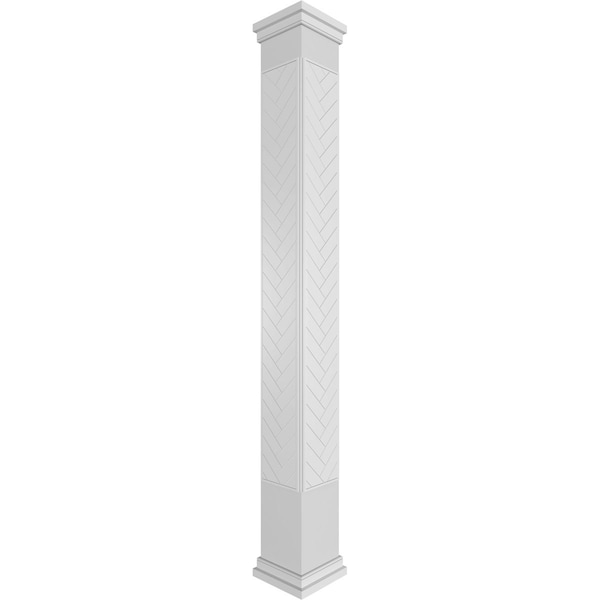 Ekena Millwork Craftsman Classic Square Non-Tapered Herringbone Modern Fretwork Column CC1208ENHBDPRPR - main